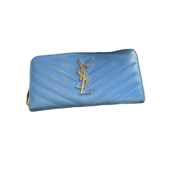 YSL Blue Chevron zip around wallet - Picture 1 of 7